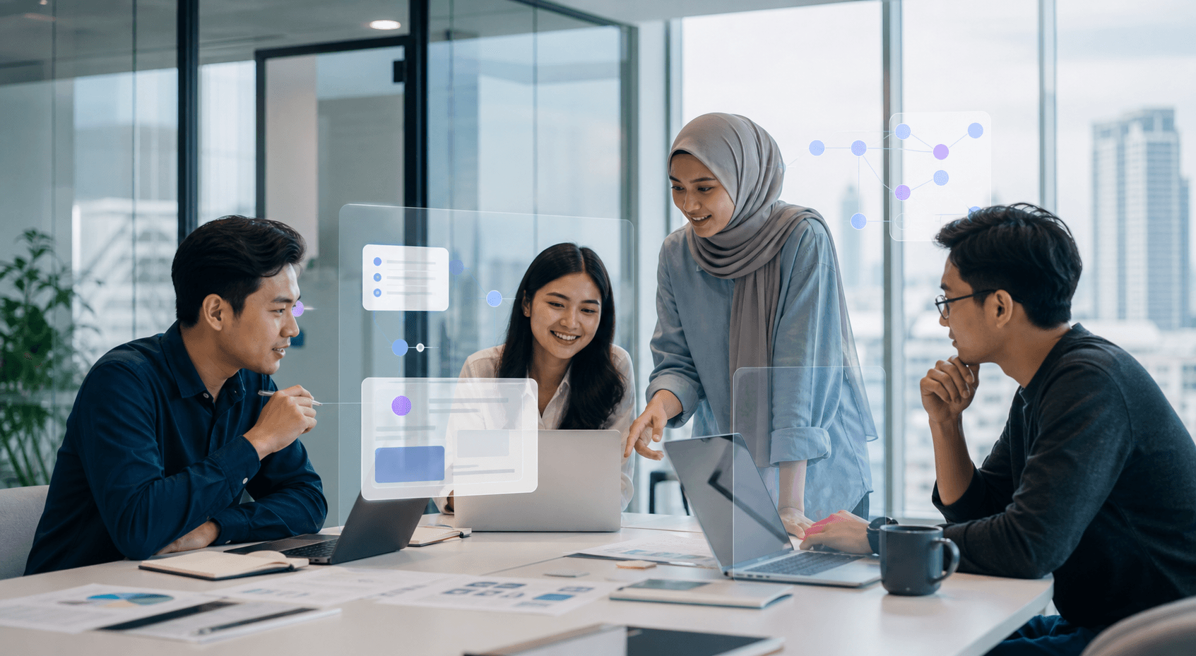 MINDORA team collaboration in a Southeast Asia office